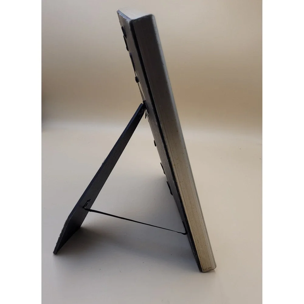 Hobby Lobby Metallic Silver Pewter Tiered Picture Frame Tabletop Wall Mount 5x7